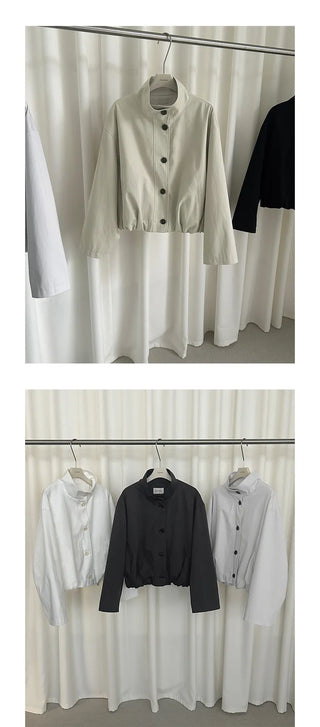 breasted stand collar jacket