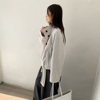 breasted stand collar jacket