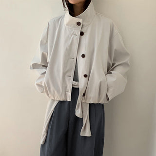 breasted stand collar jacket