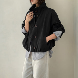 breasted stand collar jacket