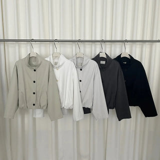 breasted stand collar jacket