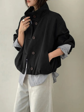 breasted stand collar jacket