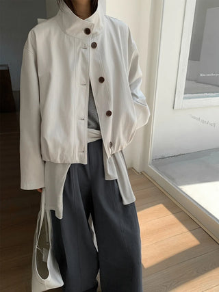 breasted stand collar jacket