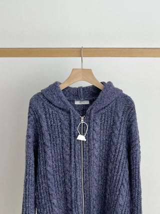 hooded knit coat