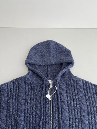 hooded knit coat