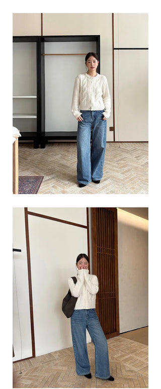 fleece straight jeans