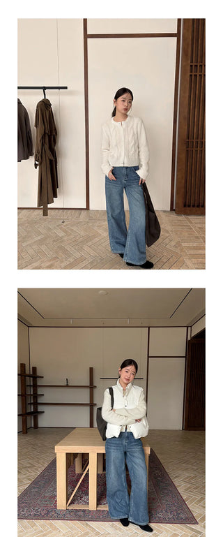 fleece straight jeans