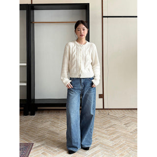 fleece straight jeans