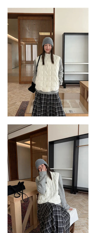plaid down vest