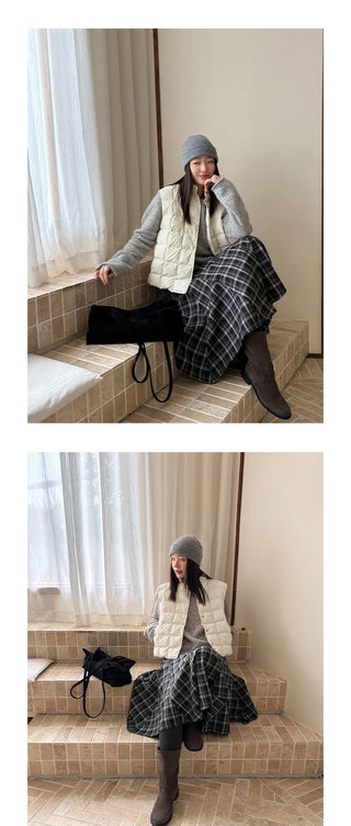 plaid down vest