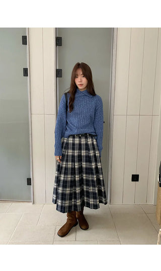 plaid A-line skirt