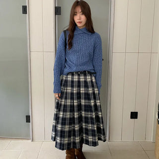 plaid A-line skirt
