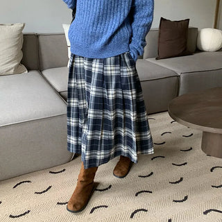 plaid A-line skirt