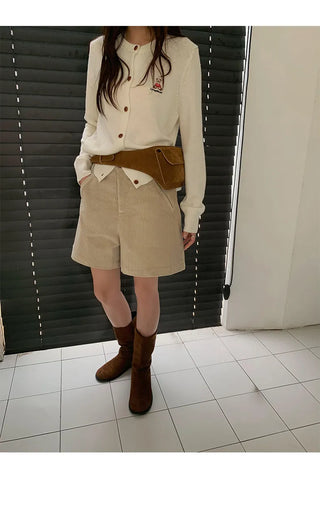 corduroy wide shorts