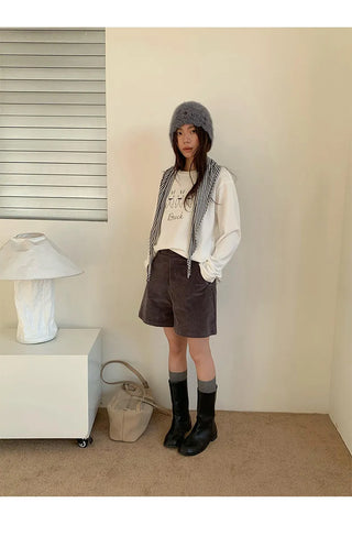 corduroy wide shorts