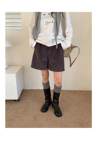 corduroy wide shorts