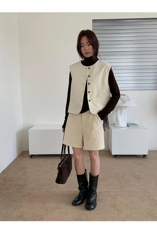 corduroy wide shorts