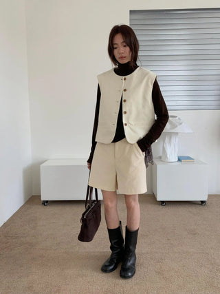 corduroy wide shorts