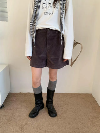 corduroy wide shorts