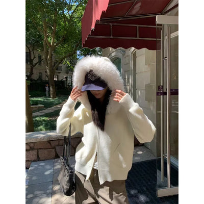fur hood sweater