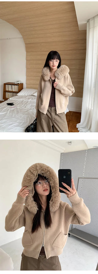 fur hood sweater