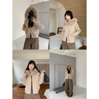 fur hood sweater