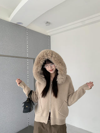 fur hood sweater