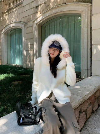 fur hood sweater