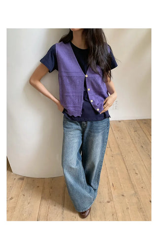 V-neck sleeveless vest