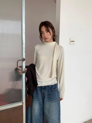 tie-neck long sleeve