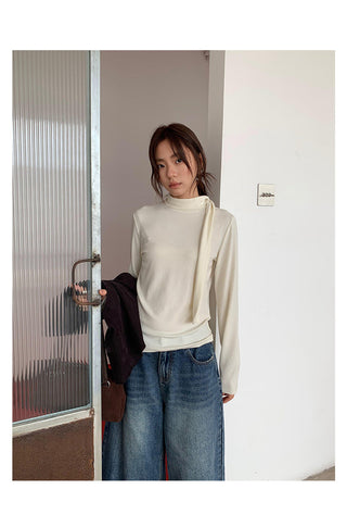 tie-neck long sleeve