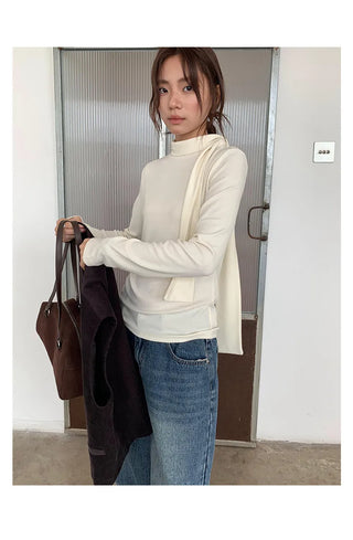 tie-neck long sleeve