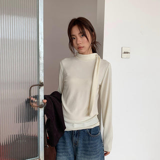 tie-neck long sleeve