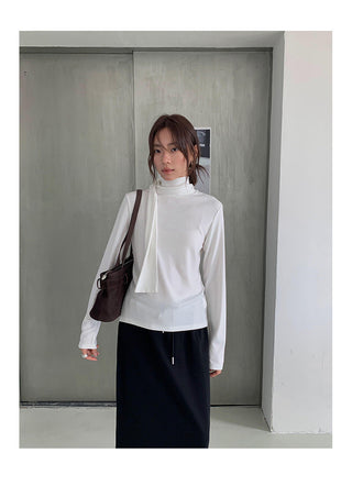 tie-neck long sleeve