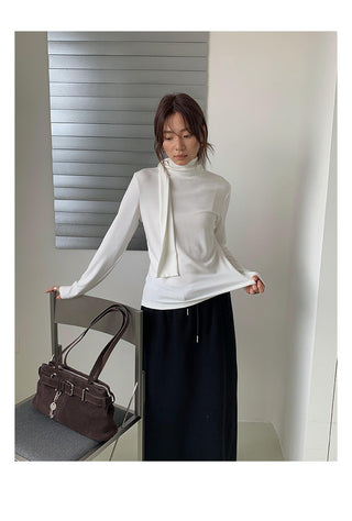 tie-neck long sleeve