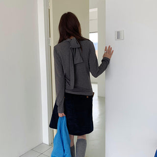 tie-neck long sleeve