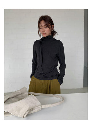 tie-neck long sleeve