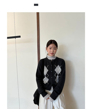 diamond knit cardigan