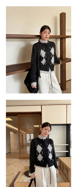 diamond knit cardigan