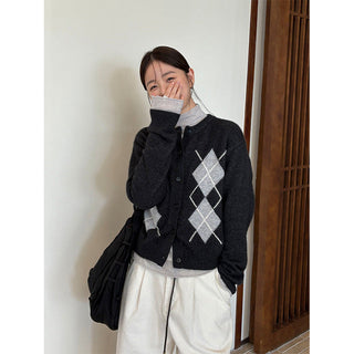 diamond knit cardigan