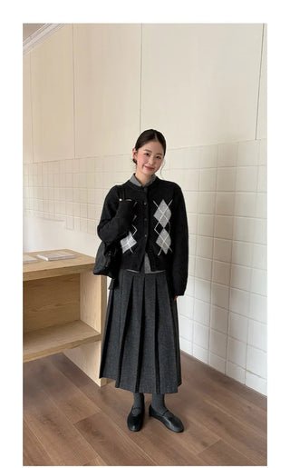 diamond knit cardigan