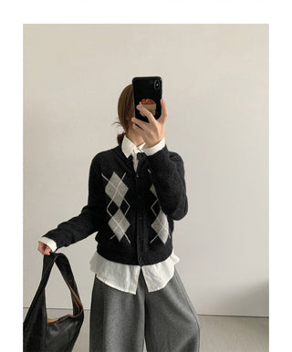 diamond knit cardigan