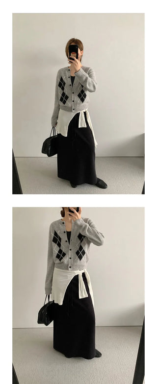 diamond knit cardigan