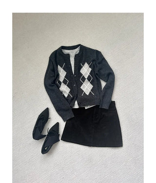 diamond knit cardigan