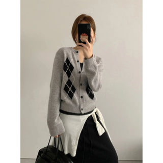 diamond knit cardigan