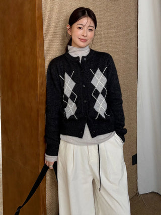 diamond knit cardigan