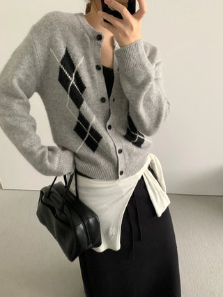 diamond knit cardigan