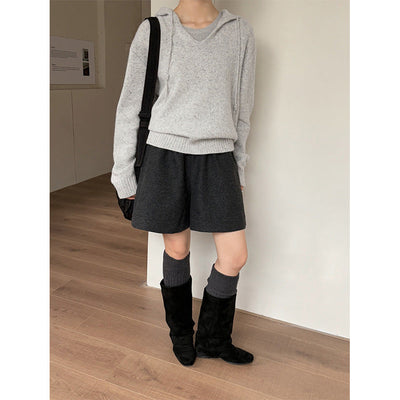 wool wide shorts
