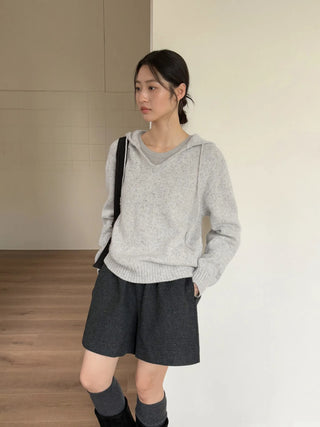 wool wide shorts