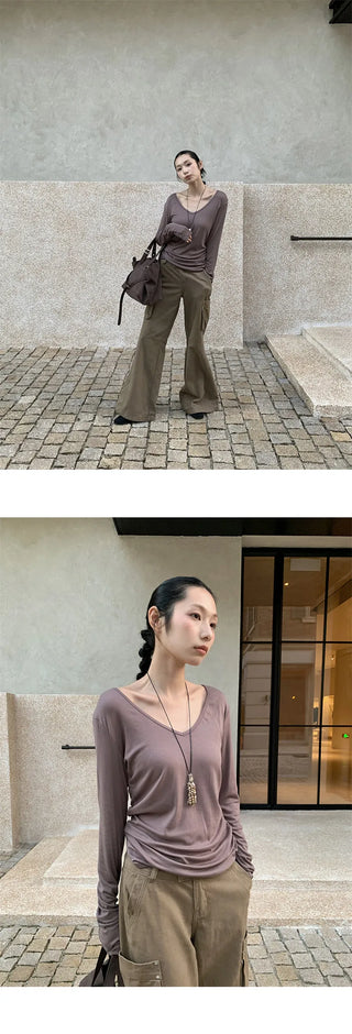 V-neck long tee